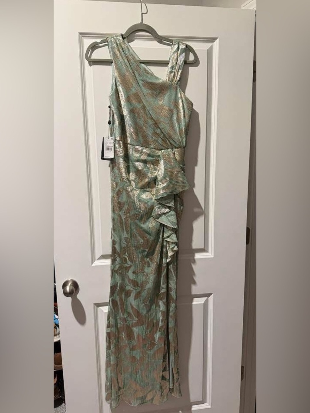 Adrianna Papell Foil Printed Asymmetric Gown